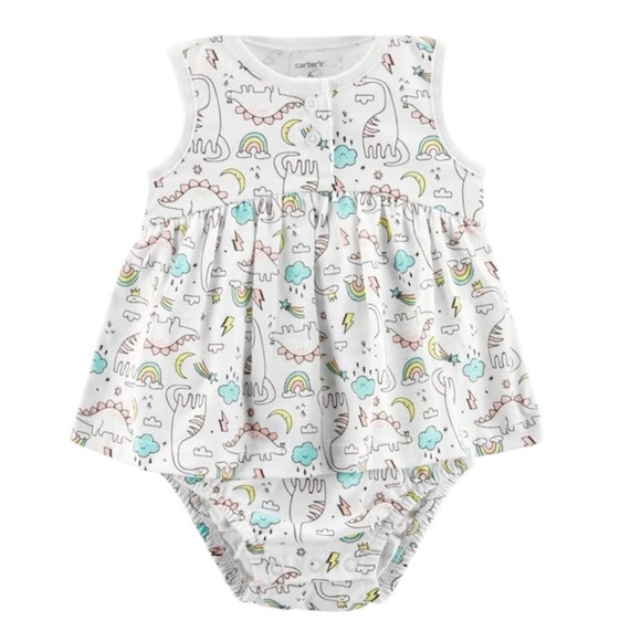 Carter's Other - Carters Dinosaur and Rainbow Baby Romper Peplum Sunsuit bodysuit size 12 months